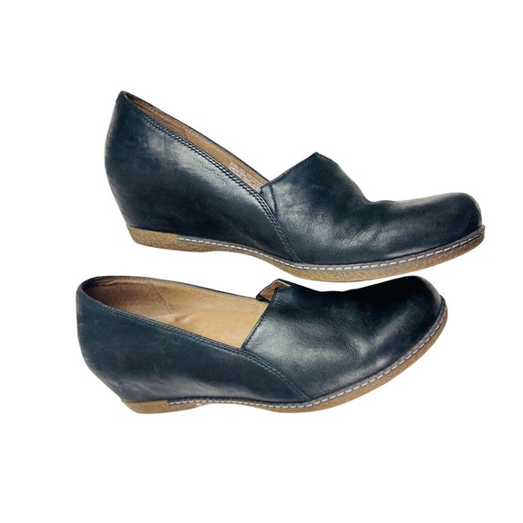 Dansko Womens Liliana‎ Leather Slip On Wedge Heels Loafer Shoes Black Size 40 - Picture 2 of 8